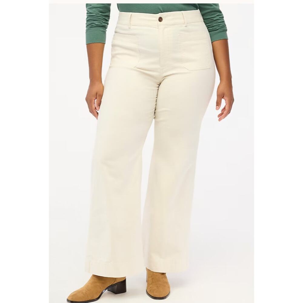 J. Crew Cream Wide-Leg High-Rise Pants